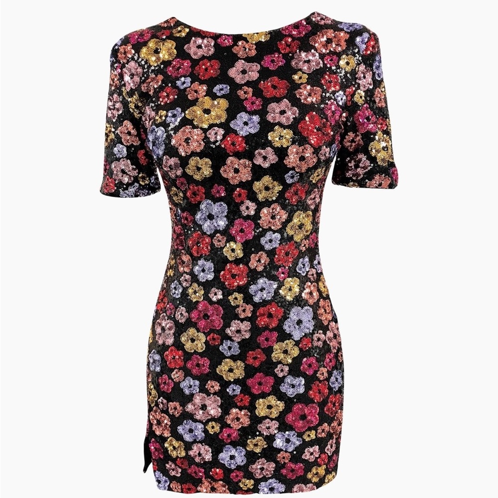 Dress the Population Floral Sequin Dress - Black, Red, Pink, Gold